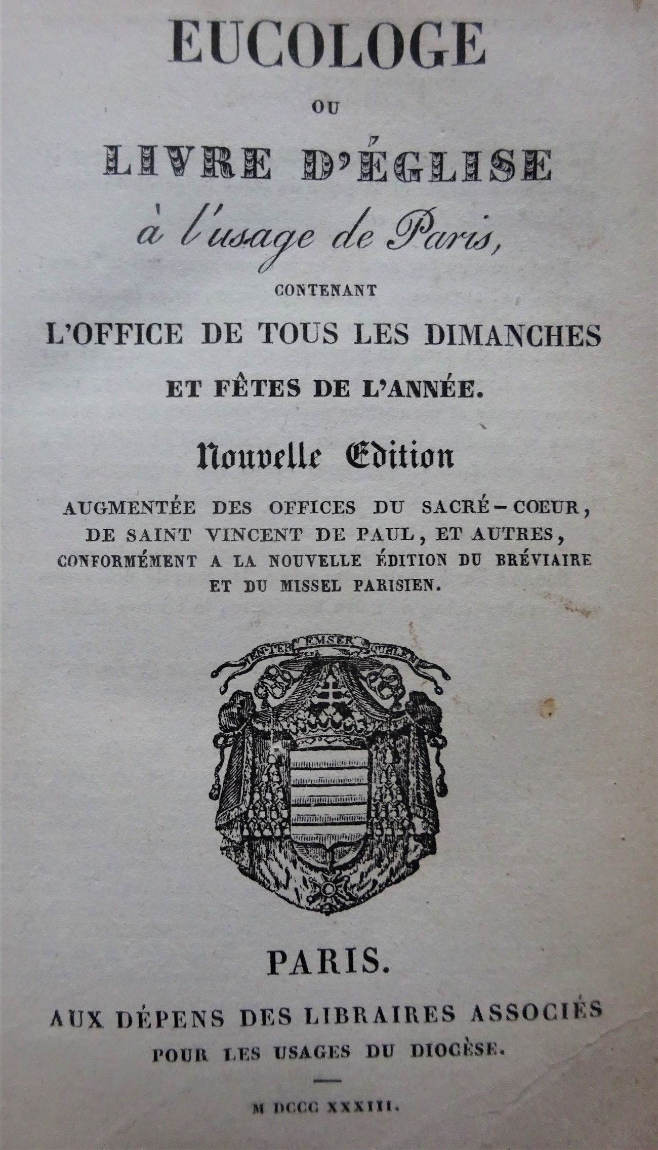 Eucologe ou livre d'église à l'usage de Paris