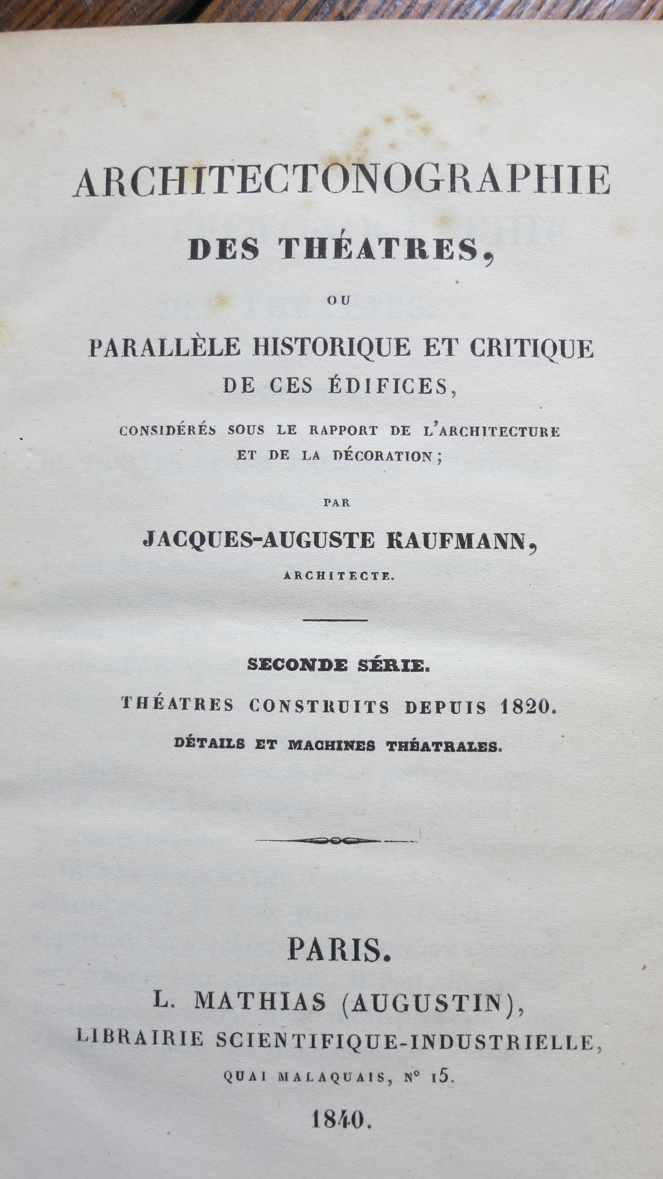 Architectonographie des Théâtres de Paris