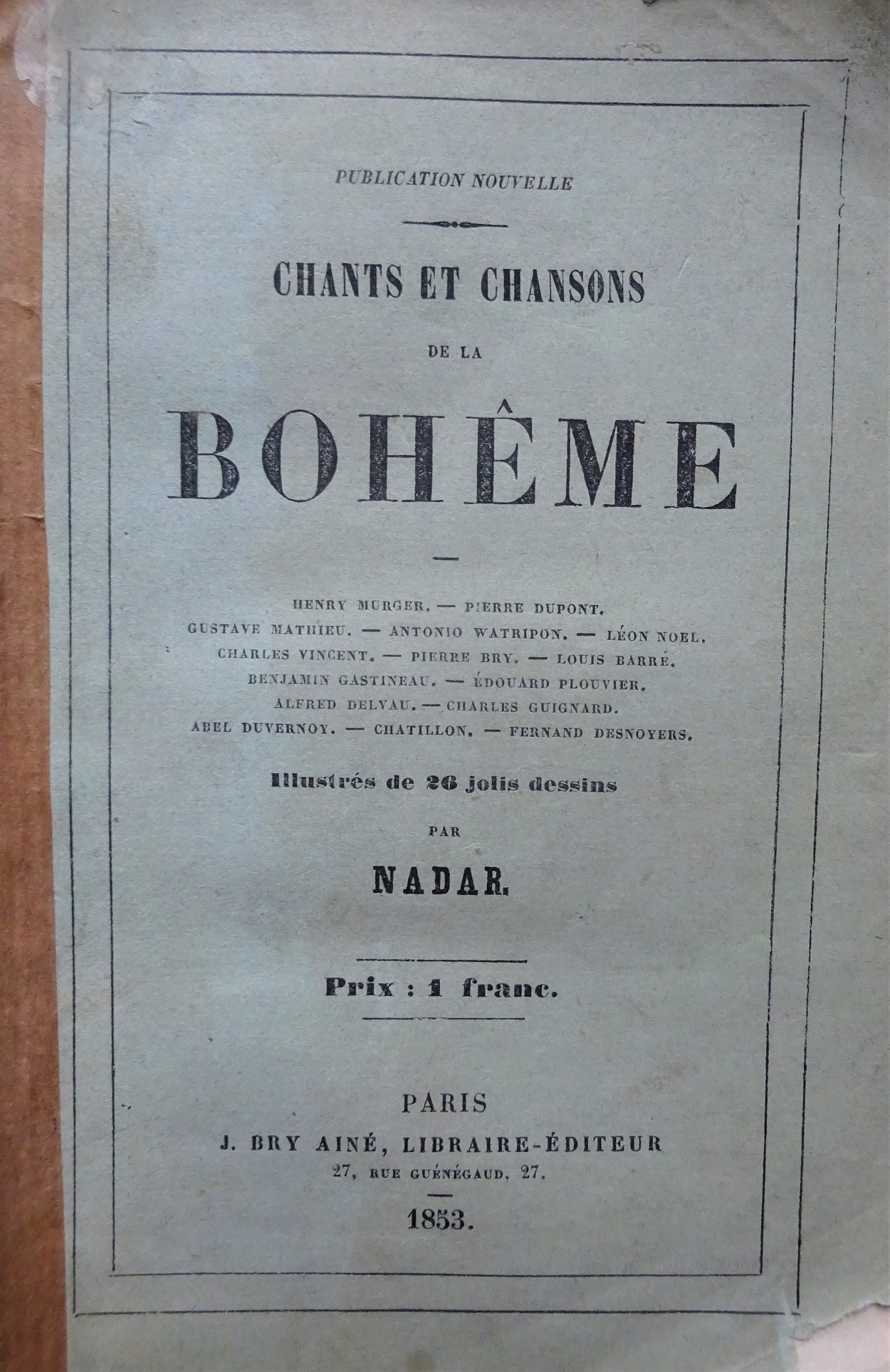 Chants et chansons de la Bohème.