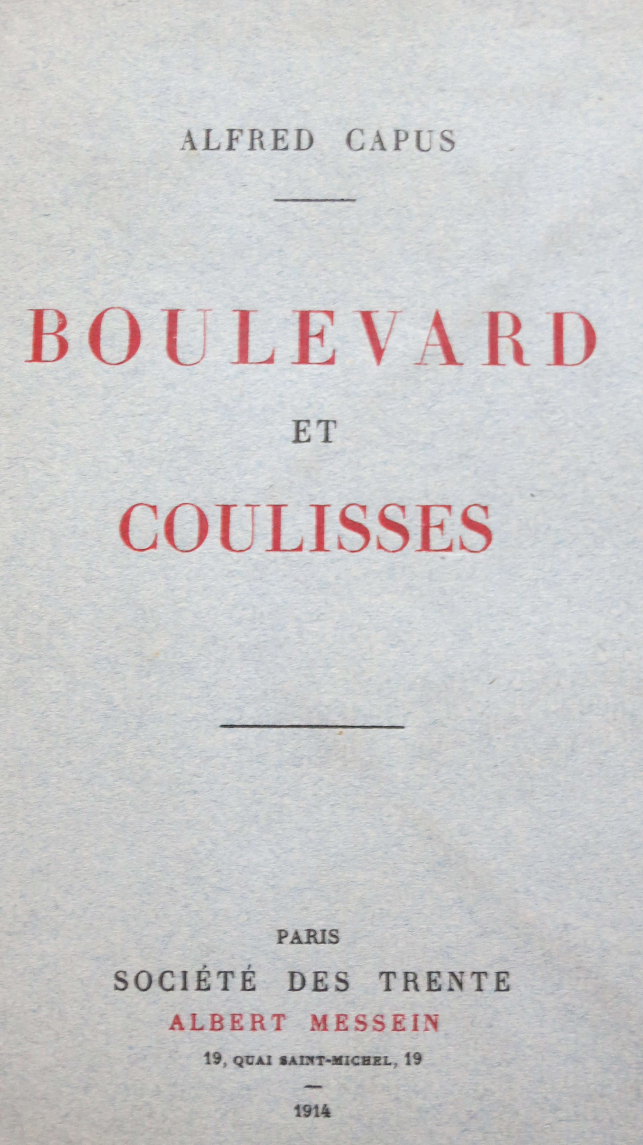 Boulevard et coulisses