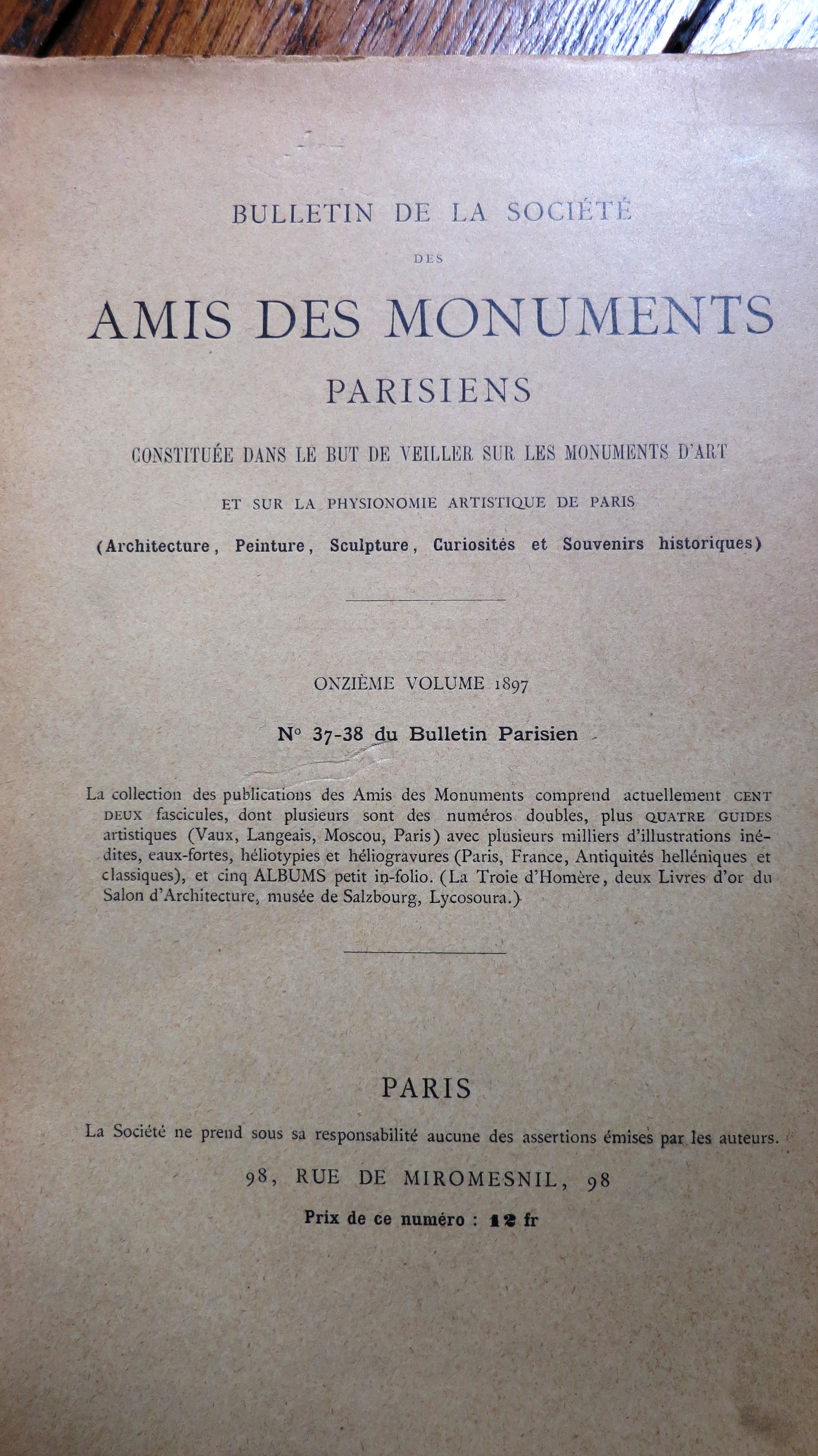 Bulletin de la Société des Amis des Monuments parisiens