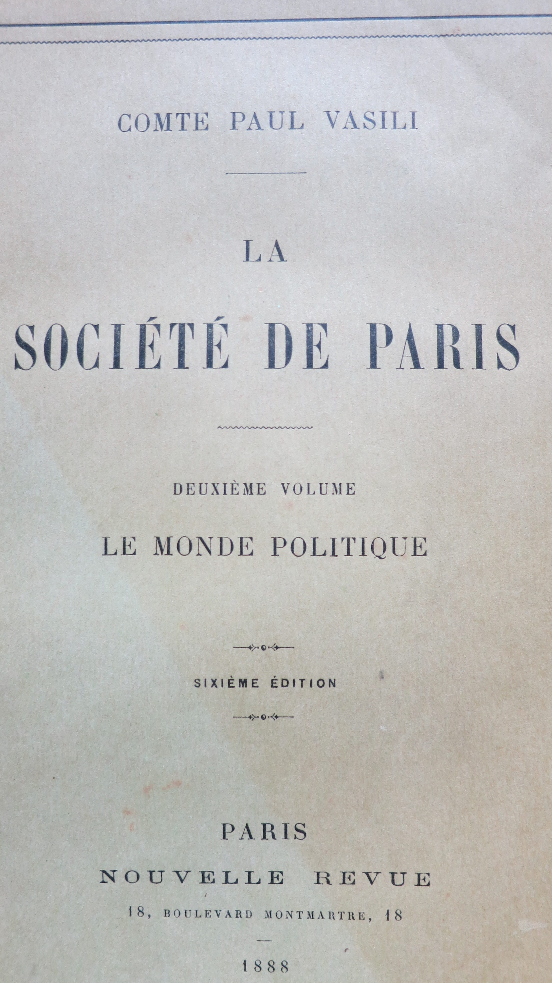 La Société de Paris Le Monde politique