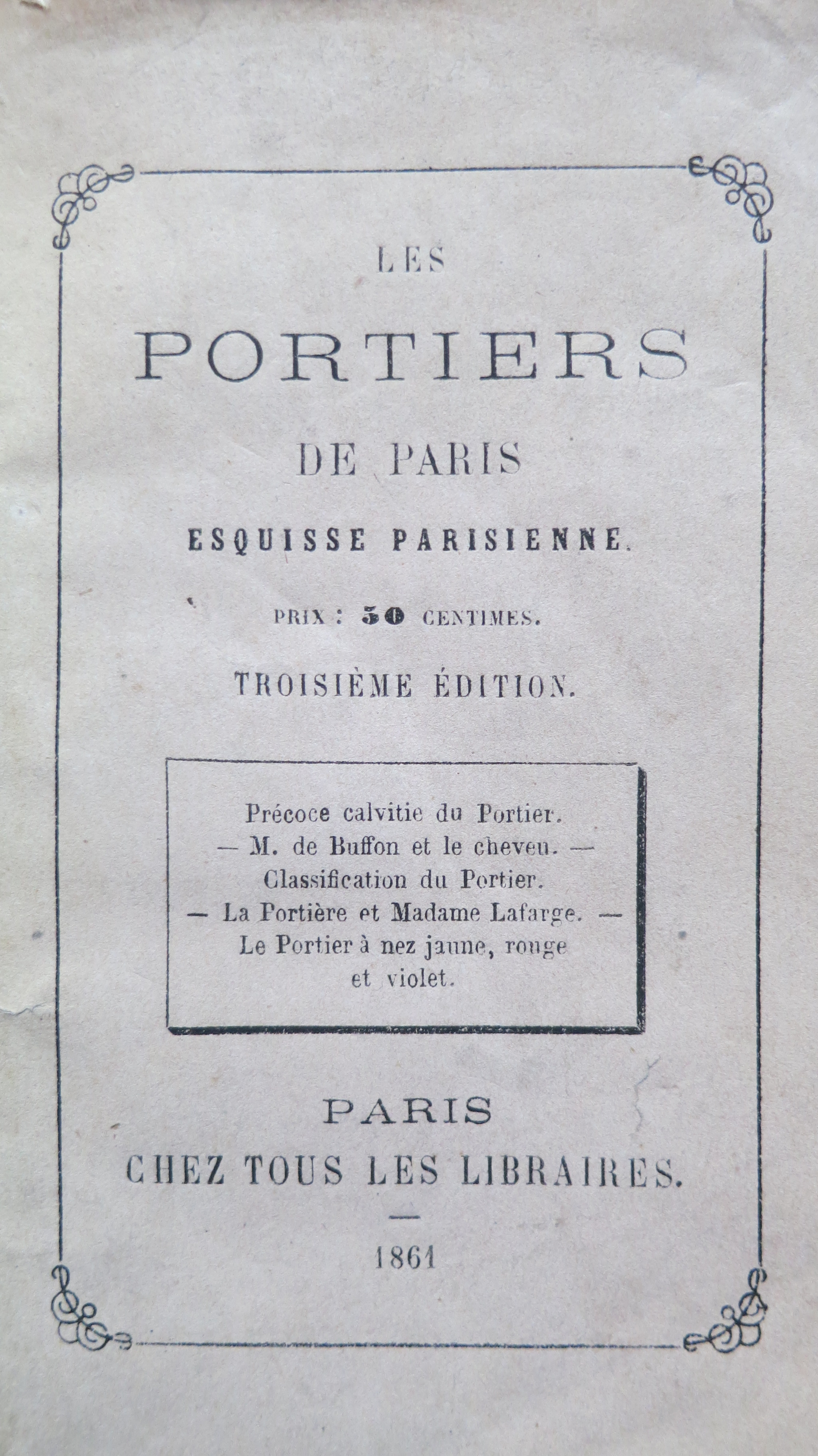 Les portiers de Paris Esquisse parisienne