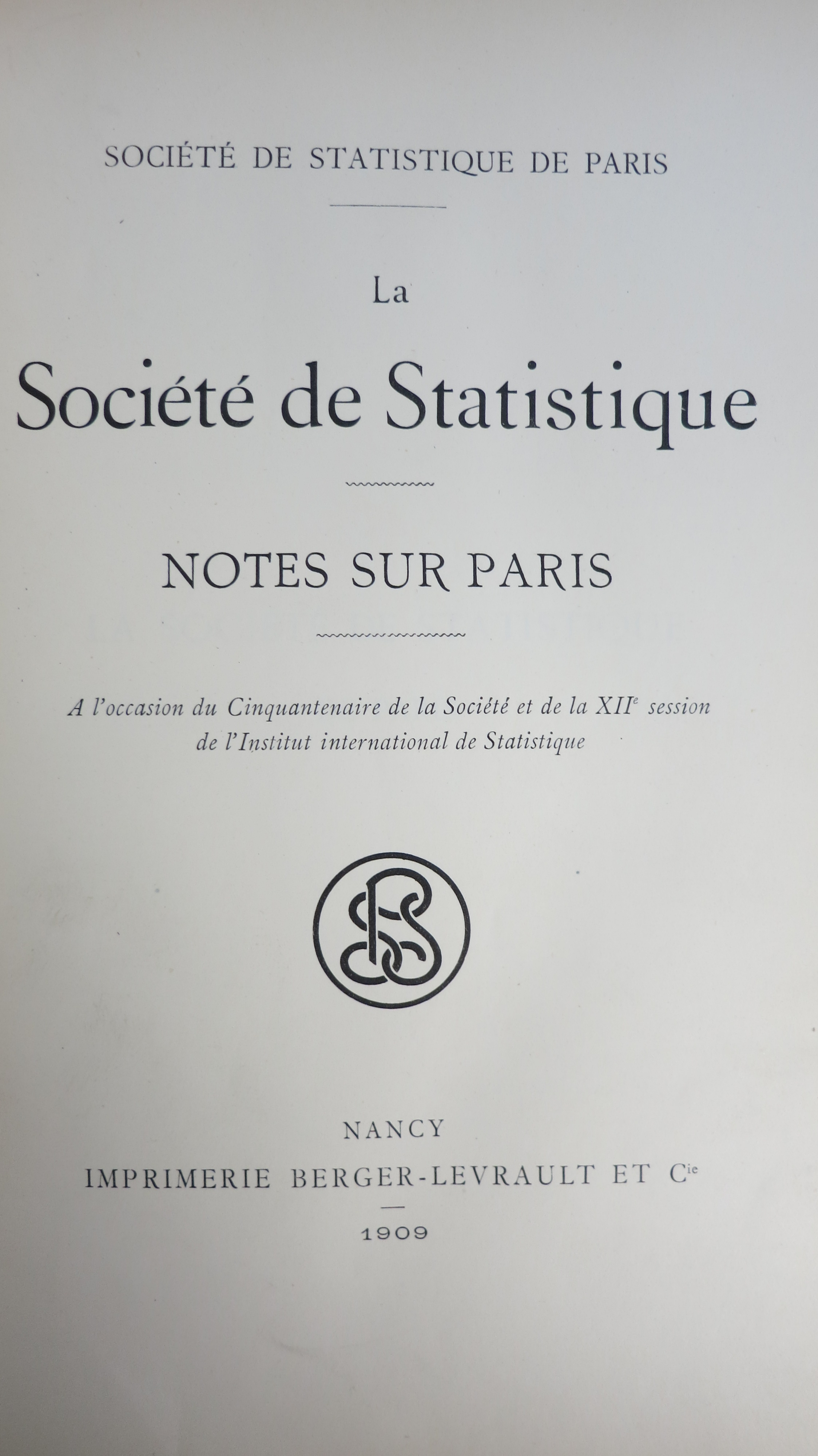 La Société de Statistique Notes sur Paris
