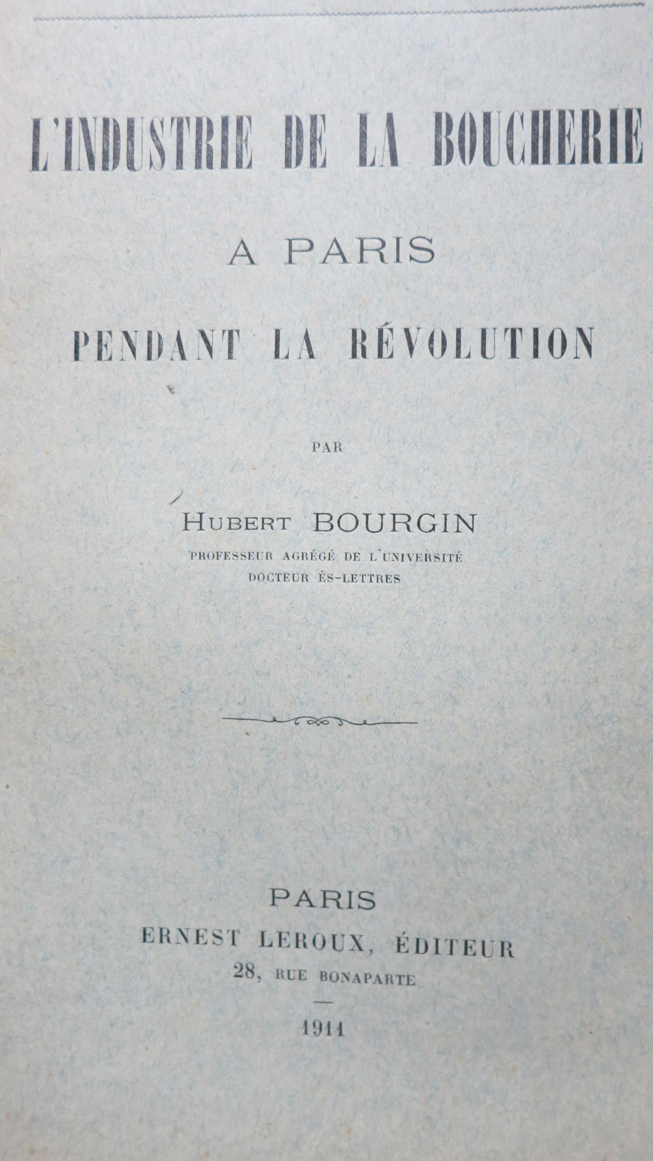 L'industrie de la boucherie à Paris pendant la Révolution