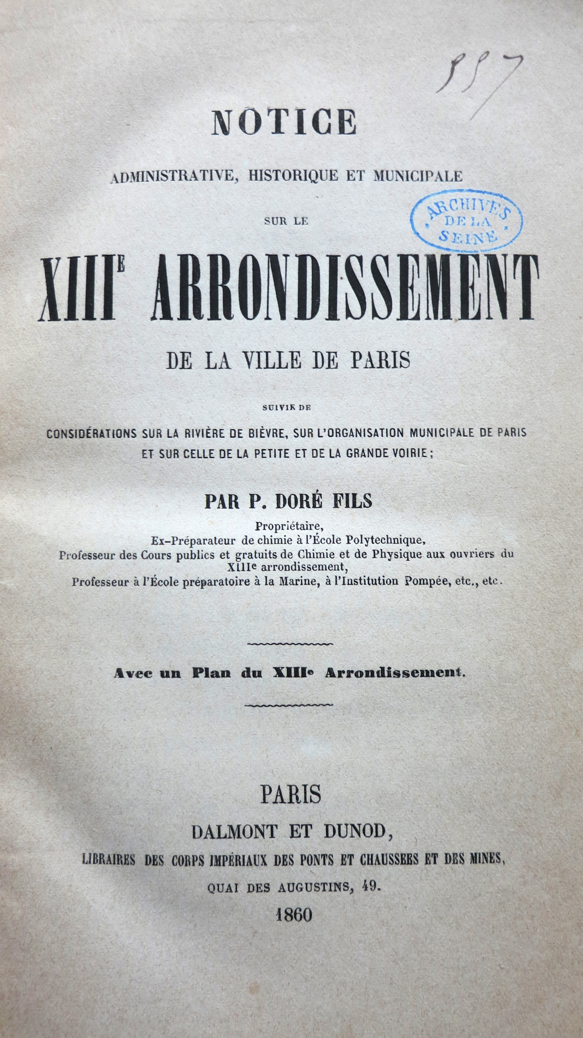 Notice administrative historique et municipale sur le XIIIe arrondissement