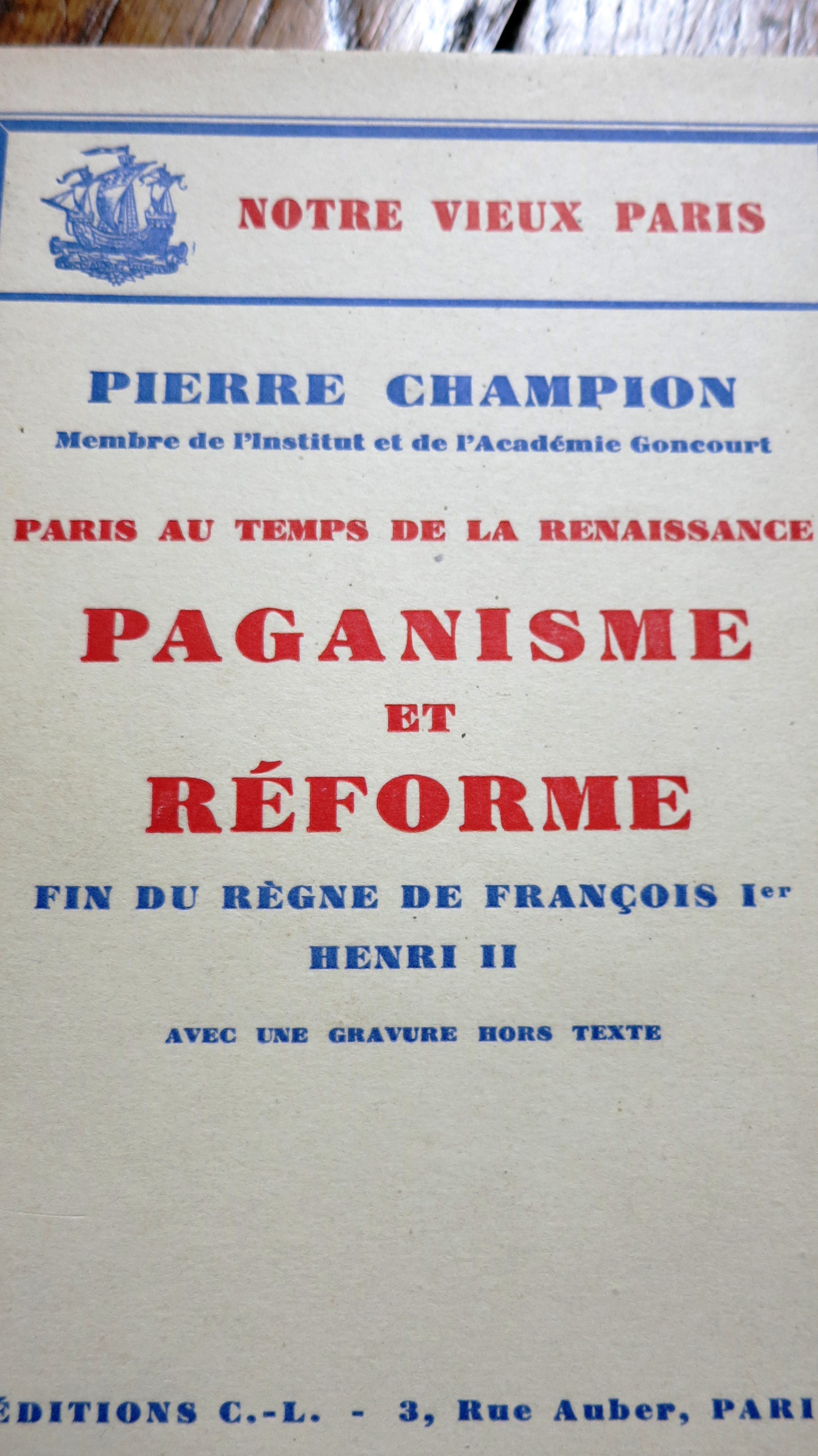 Paris au temps de la Renaissance