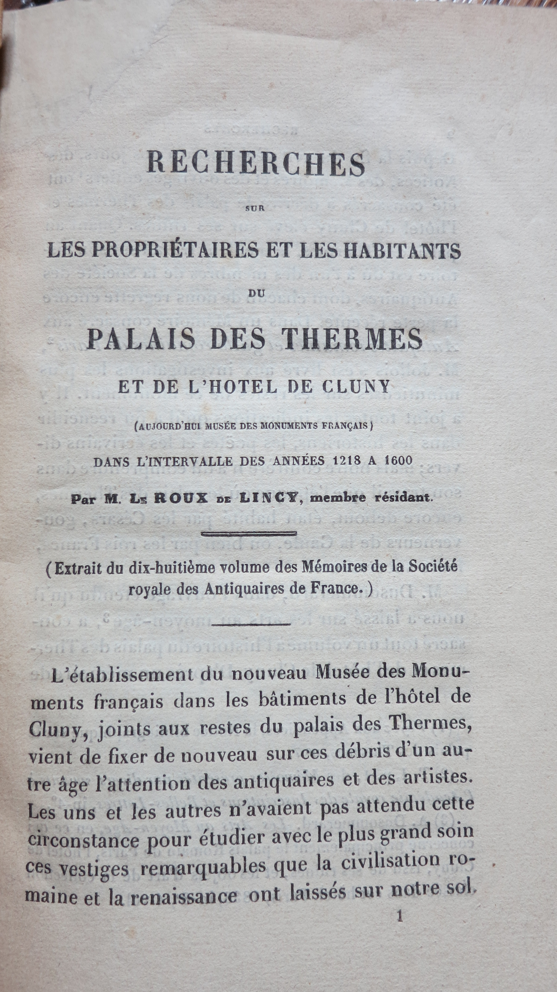 Recherches sur les propriétaires et les habitants du Palais des Thermes