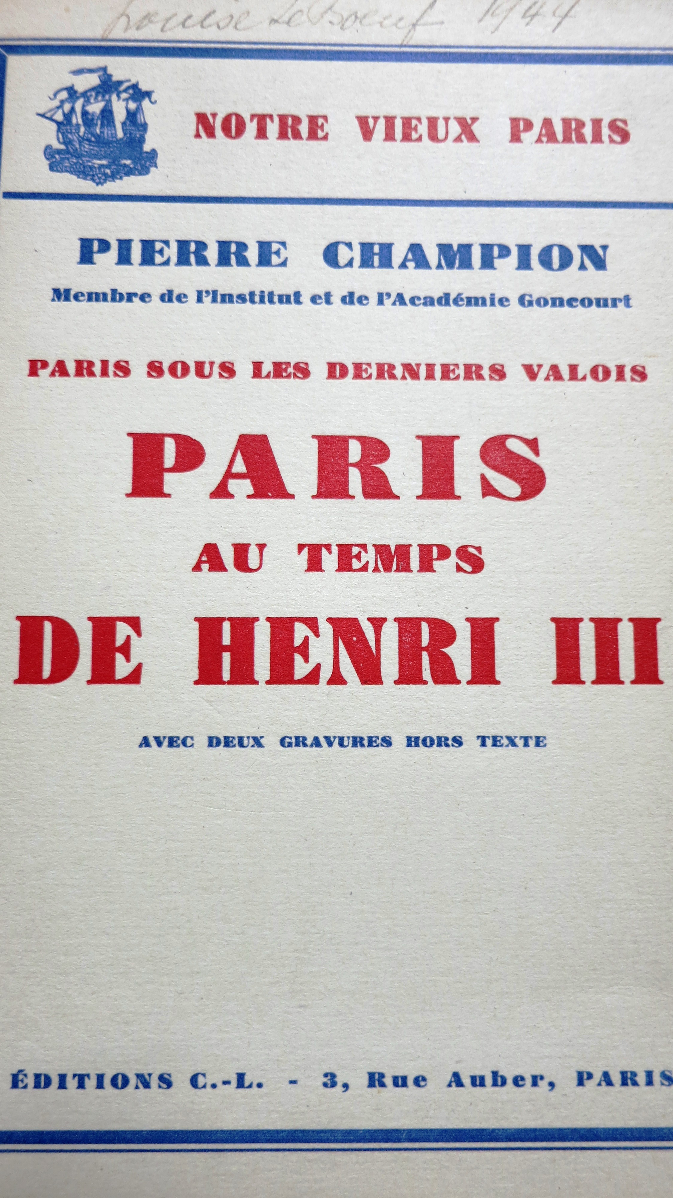 Paris au temps de Henri III