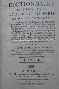 Dictionnaire historique de la ville de Paris et de ses environs. De la bibliothèque du château de Dampierre