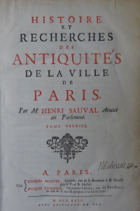 Histoire et recherches des antiquités de la ville de Paris en trois volumes