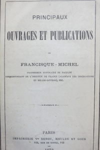 Principaux ouvrages de Francisque Michel