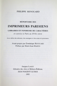 Répertoire des imprimeurs parisiens au XVIIe