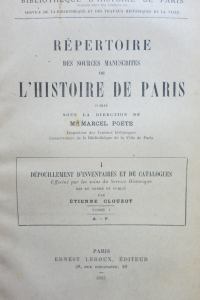 Répertoire des sources manuscrites de l'histoire de Paris